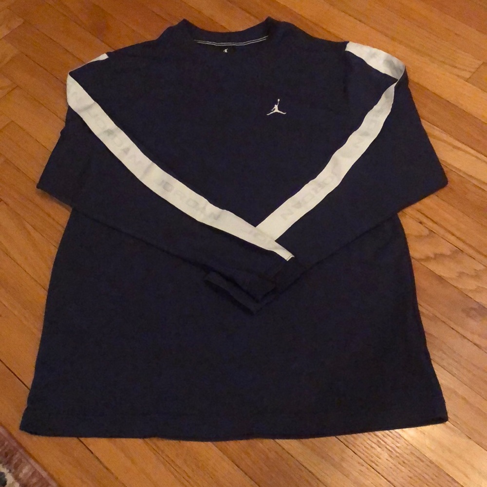 Jordan Pique Long Sleeve Dri Fit - Navy/White